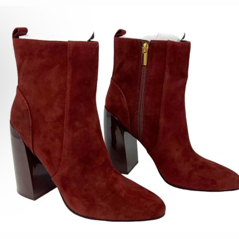 Vince Camuto Burgundy Suede Block Heel Bootie